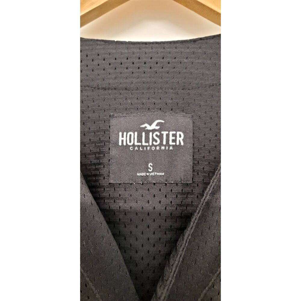 Hollister Los Angeles 99 Black Button Mesh Baseball Jersey Y2K Style Mens Sz. S - Picture 4 of 6
